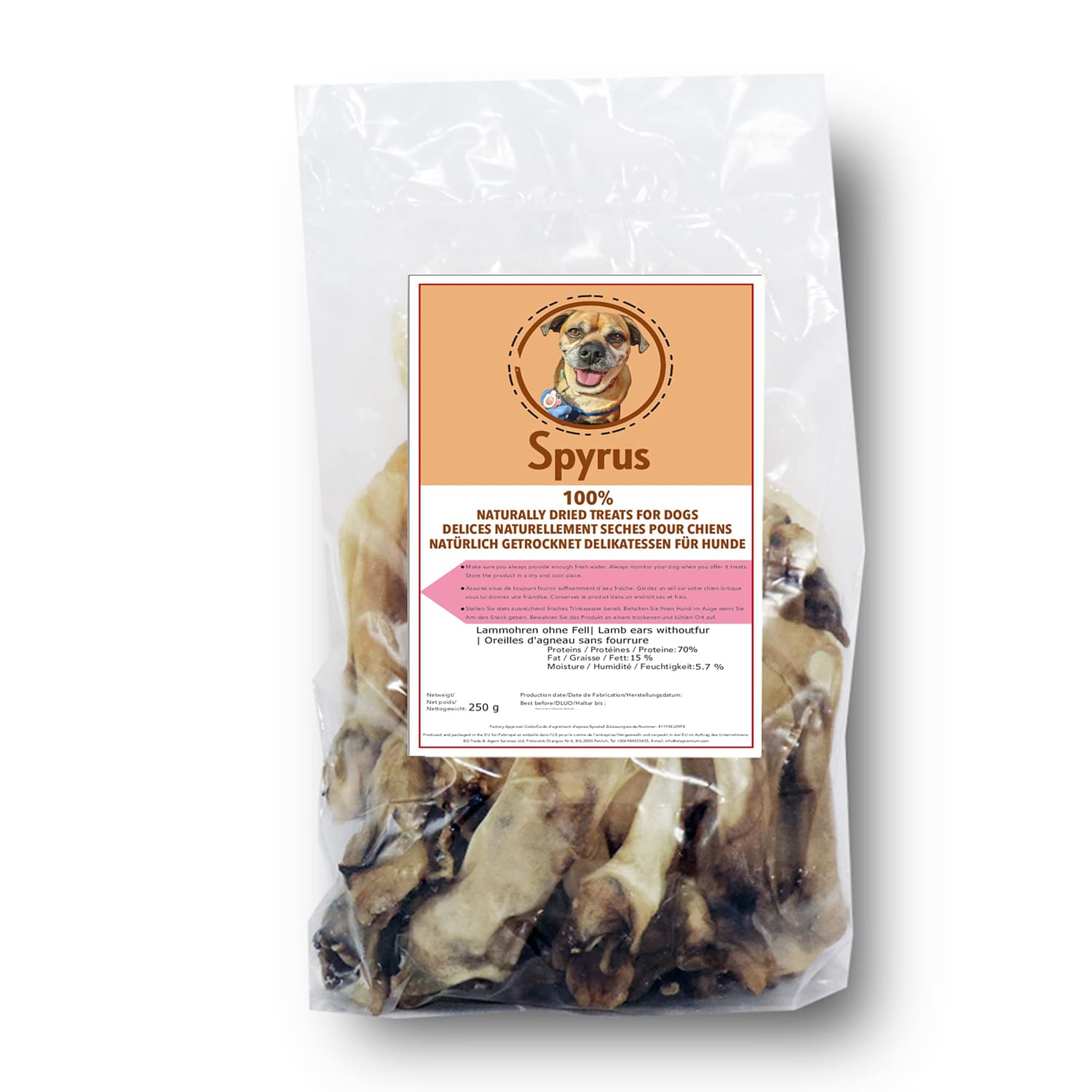 Spyrus Dried Lamb Ears Without Fur 250g