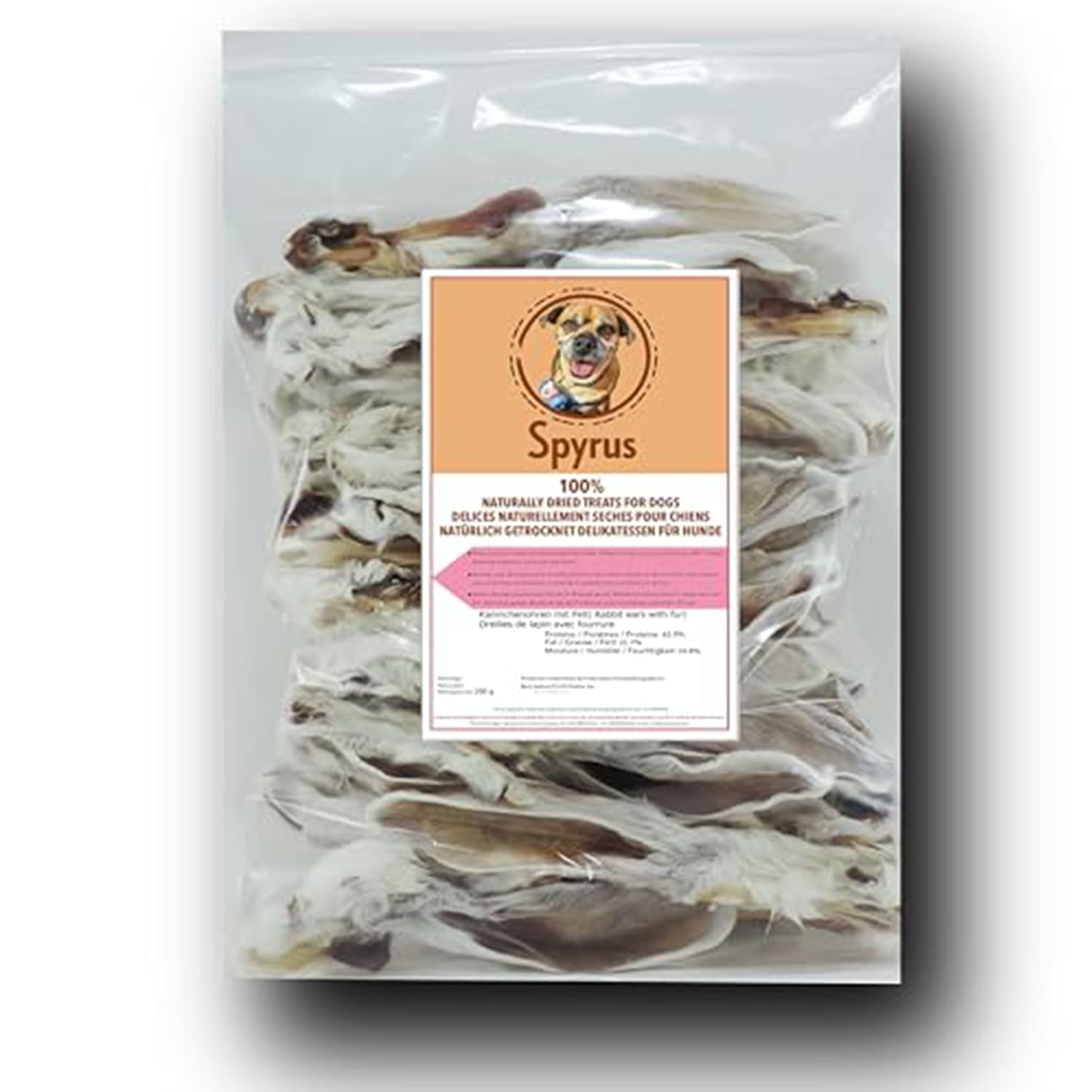 Spyrus Dried Rabbit Ears With Fur 200g